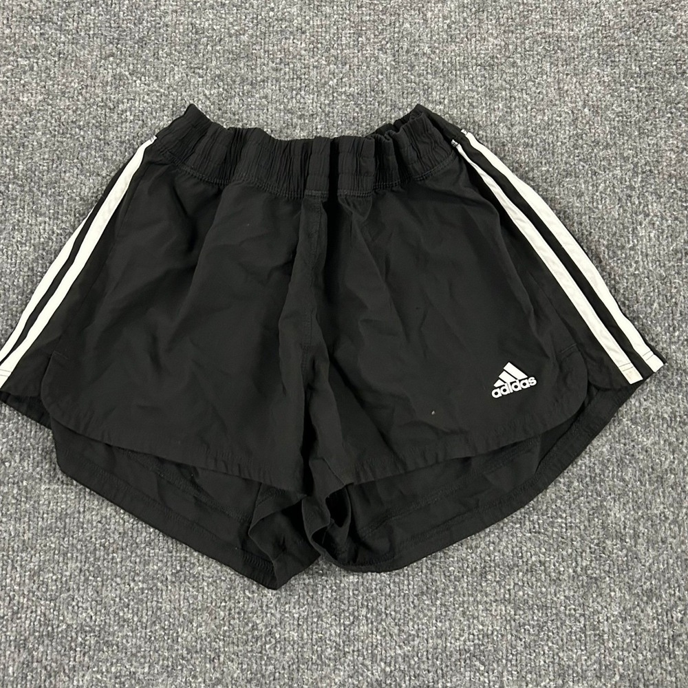 Adidas Shorts Womens Size S Black White Stripe Athletic Running Gym Lightweight